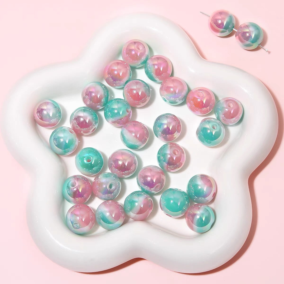 Wholesale 10PCS Gradient Girl Macaron Round Acrylic Beads